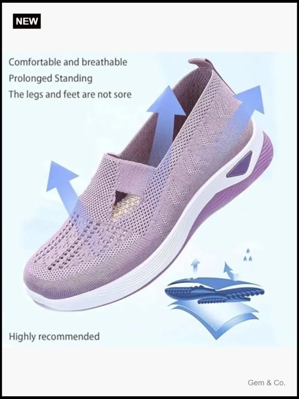 Women's Orthopedic Walking Shoes Breathable Arch Support Slip On Comfort